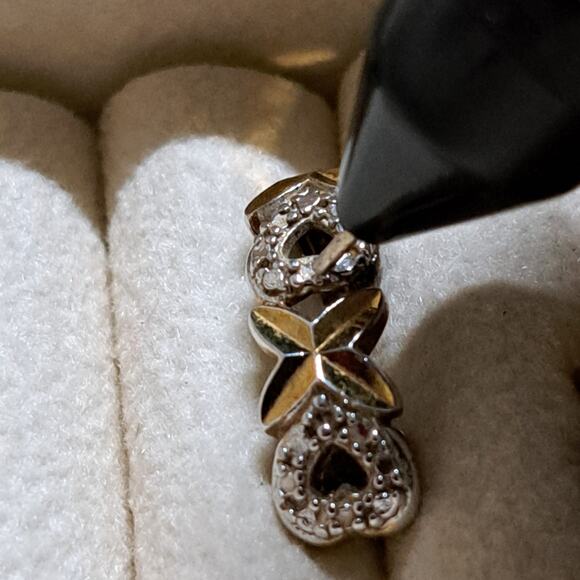 Ross Simons 925 China Sterling Silver Gold Vermeil X KISS HEART J-HOOP Earrings - Picture 10 of 16